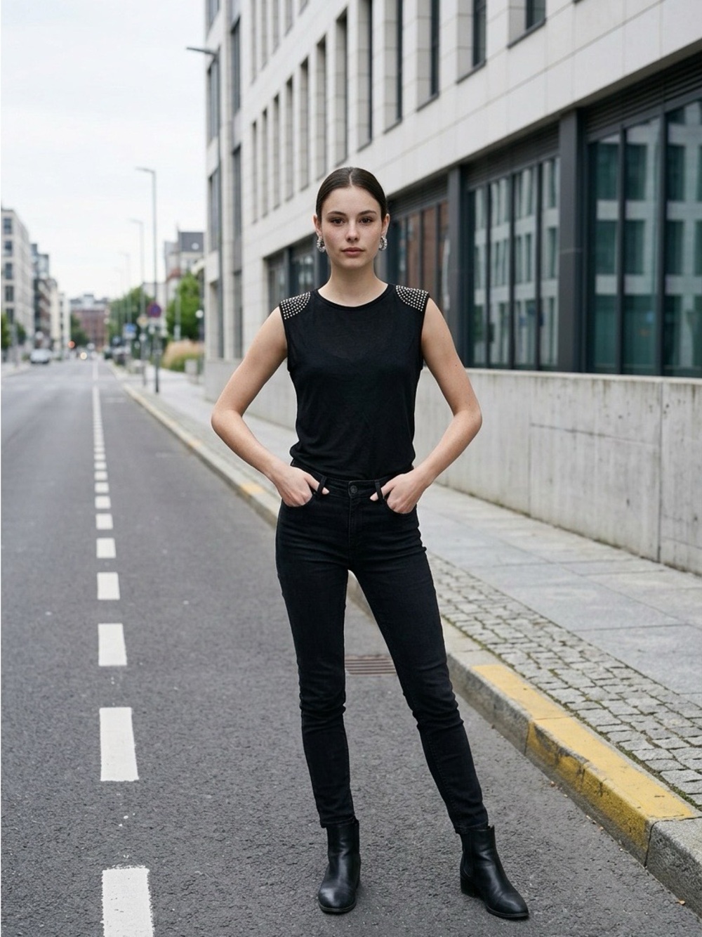 Alcott Black Studded Shoulder Tank